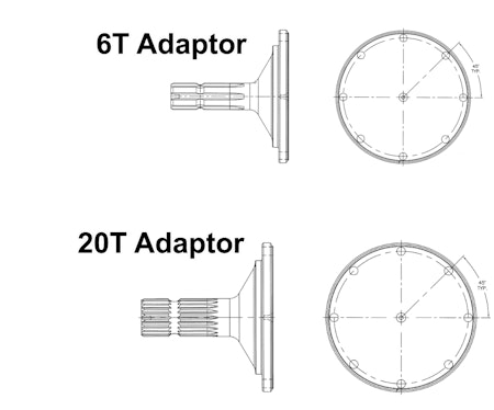 6 T 20 T Tractor PTO Adapter without Dimensions 1