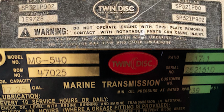 How to Identify a Twin Disc Spec Tag