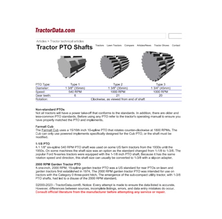 Tractor PTO Table